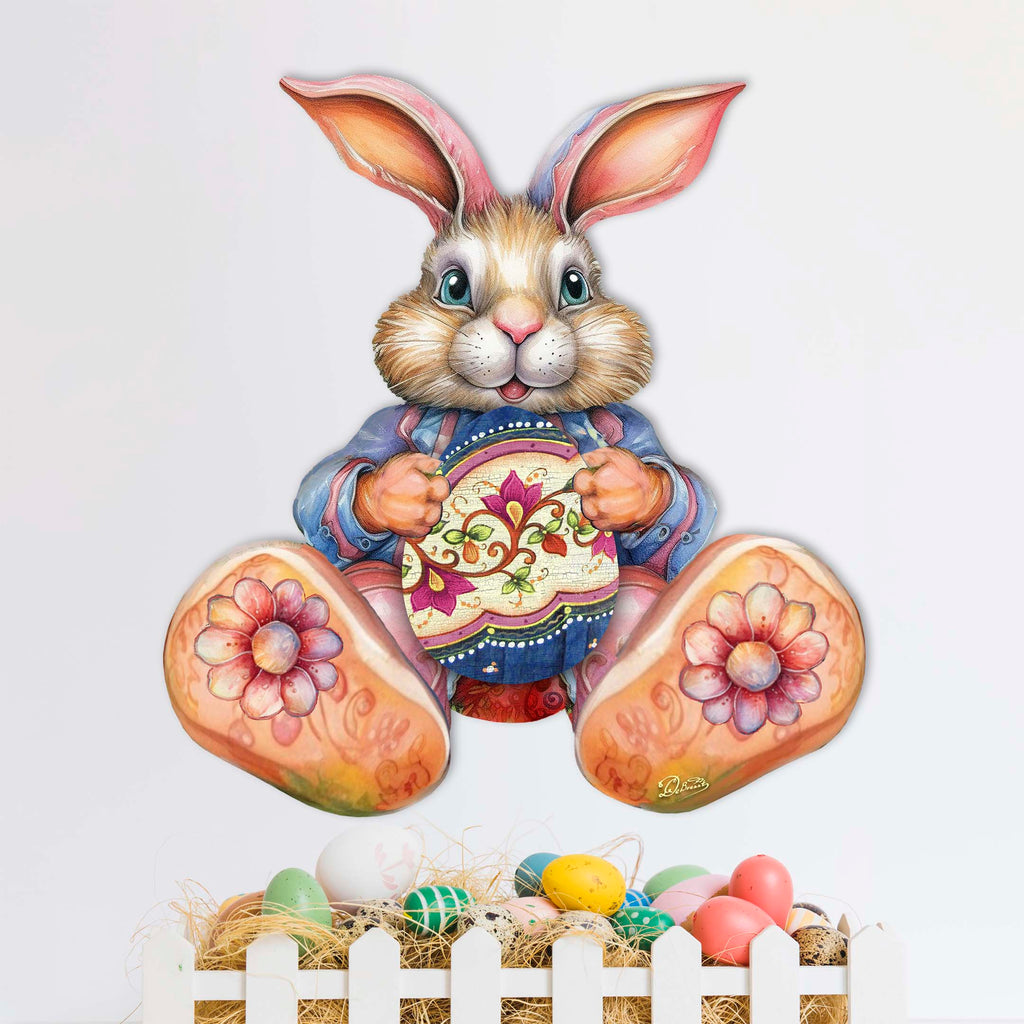Easter Bunny Boy with Egg Holiday Door Decor by G. Debrekht - Easter Spring Decor - 8652767H