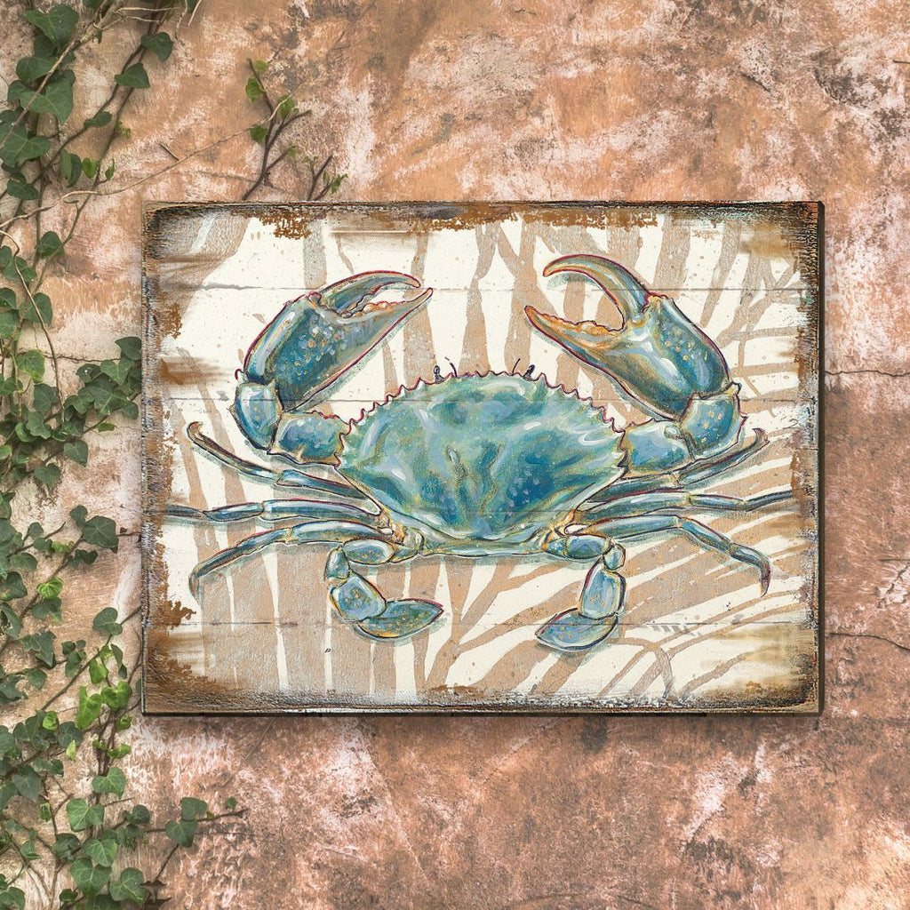 Tangerang Crab Wooden Coastal Wall Art by Nature Wonders - Coastal Sea-Life Decor - 95224-2B