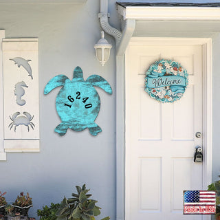 Turtle Coastal Wooden Personalized House Number Sign by G. Debrekht - Coastal Sea-Life Decor - Handcrafted Wooden Handcrafted Wooden Handcrafted Wooden Address Sign - MA985182