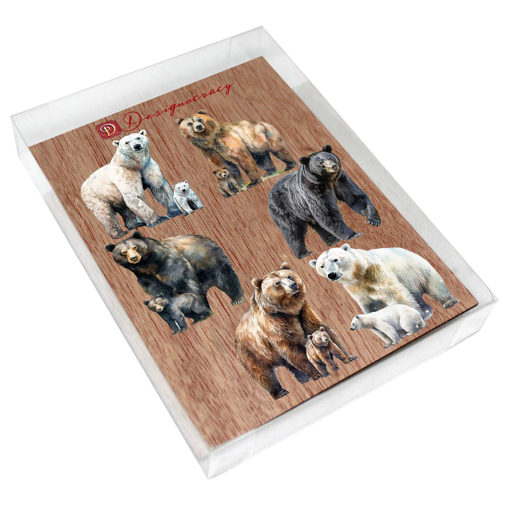 Bear Adventures Decorative Eco Wood Magnets Set of 6 by G. Debrekht - Wildlife Decor - 8090105G-S6