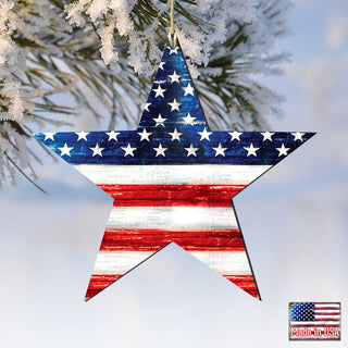 Patriotic US Star Rustic Wooden Ornaments - American Patriotic Decor - 8198917