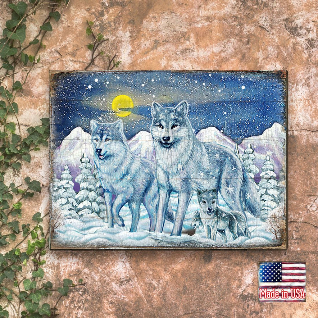 Rustic Wolves Art Wooden Wall Art by Nature Wonders - Nature Wildlife Decor - 95211B