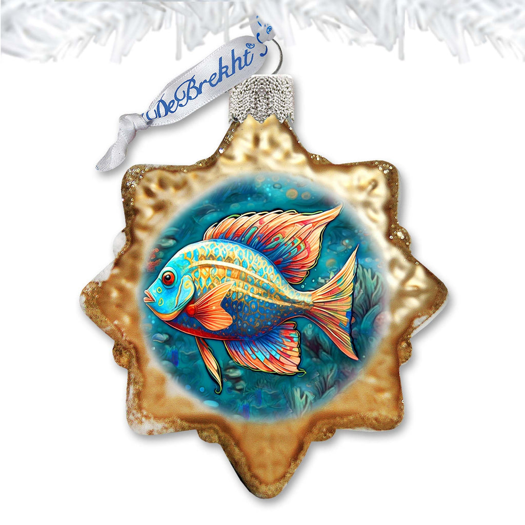 Holiday Coastal Ornament - Ocean Fish Keepsake Glass Ornaments by G. Debrekht - Coastal Holiday Decor - 777405