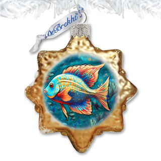 Holiday Coastal Ornament - Ocean Fish Keepsake Glass Ornaments by G. Debrekht - Coastal Holiday Decor - 777405