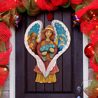 Holy Family Angel Door Decor by G. DeBrekht - Nativity Holiday Decor - 8154107H