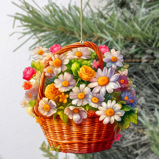 Daisy Basket Wooden Ornaments by G. Debrekht - Love Family Decor - 8688314