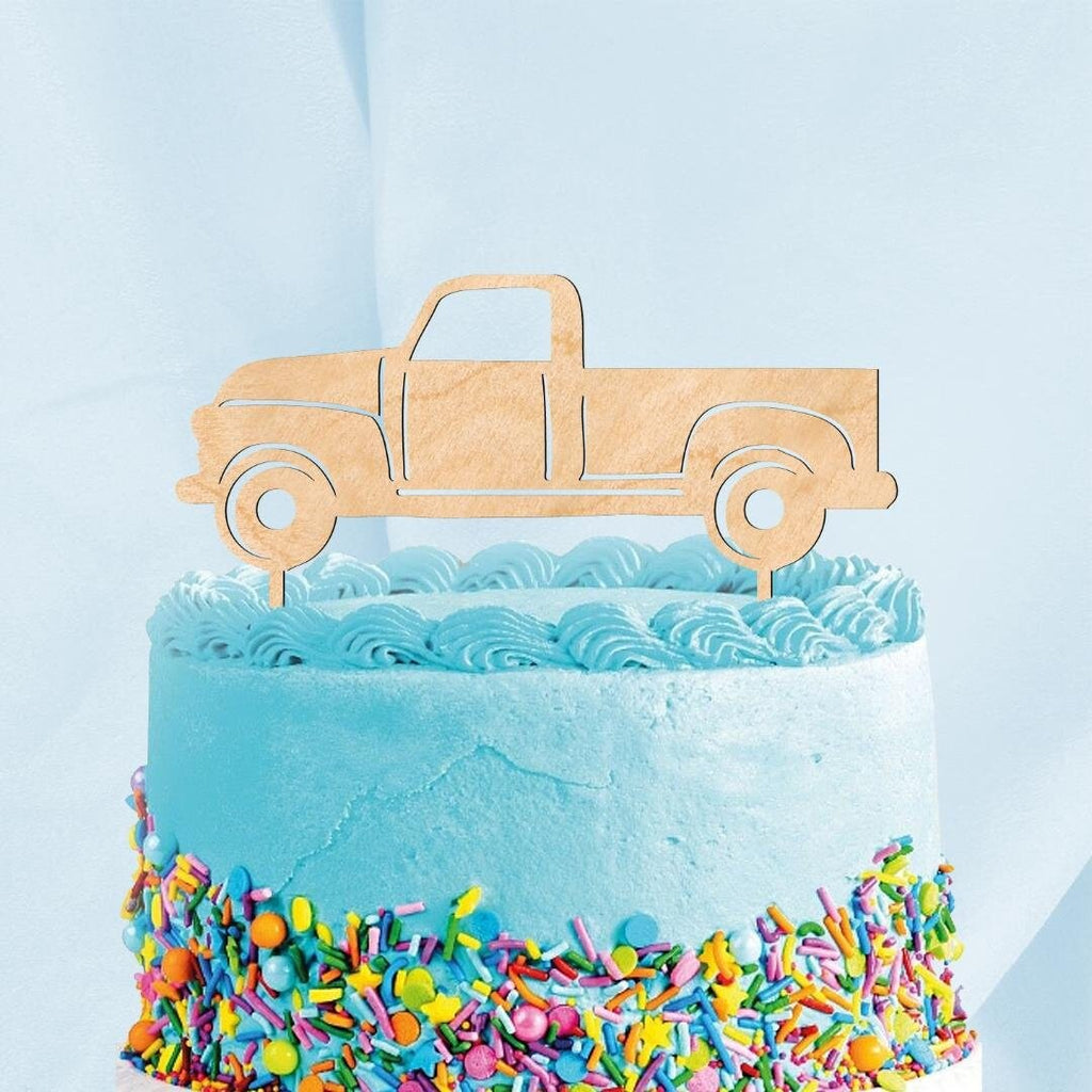 Truck Cake topper - Natural wood - Truck Birthday Cake Topper - Truck Topper - Truck cake 4341 -2