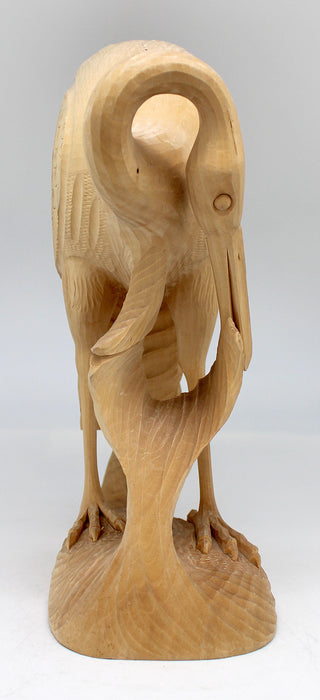 One-of-a-Kind Heron with Fish Wood Carved Figurine 11
