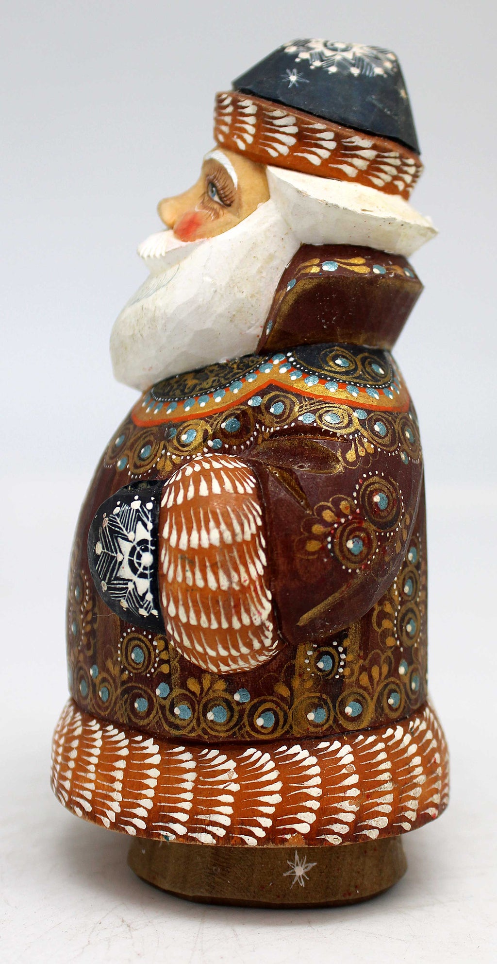 One-of-a-Kind Santa WOODCARVED Handpainted Figurine 3.5 X 2.5 X 5