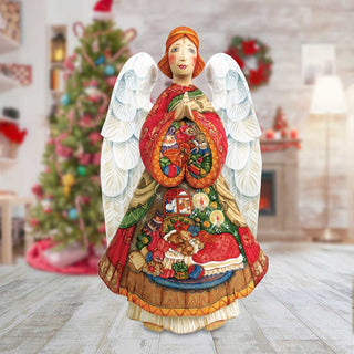 Night Before Xmas Angel Hand-Painted WOODCARVED Masterpiece by G. DeBrekht - Nativity Holiday Decor - 250031-250034