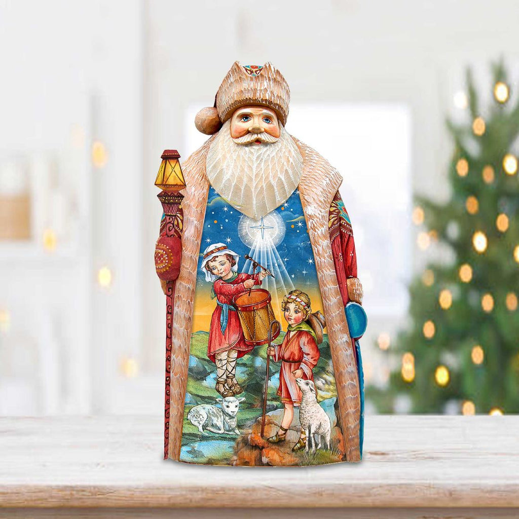 Drummer and Shepherd Nativity Hand-Painted WOODCARVED Masterpiece by G. DeBrekht - Nativity Holiday Decor - 210230SE