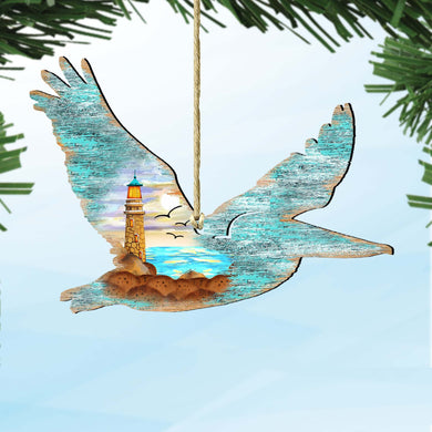 Pelican Wooden Ornaments by G. DeBrekht - Coastal Holiday Decor - 8198611