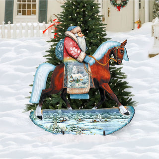 Horsey Santa Christmas Outdoor Yard Sign by G. DeBrekht - Christmas Santa Snowman Decor - 8151121F