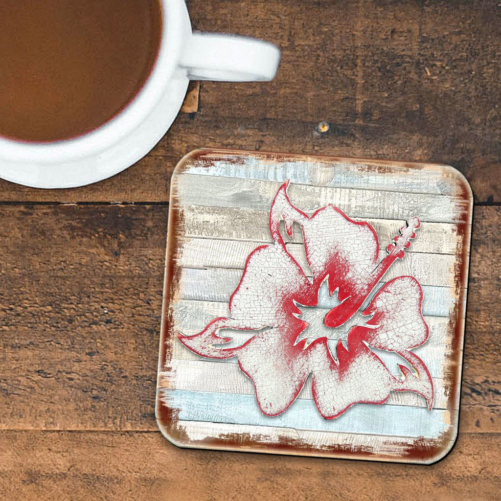 Hibiscus Flower Wooden Cork Coasters Gift Set of 4 by Nature Wonders - Nature Wildlife Decor - 8198421-9C-S4