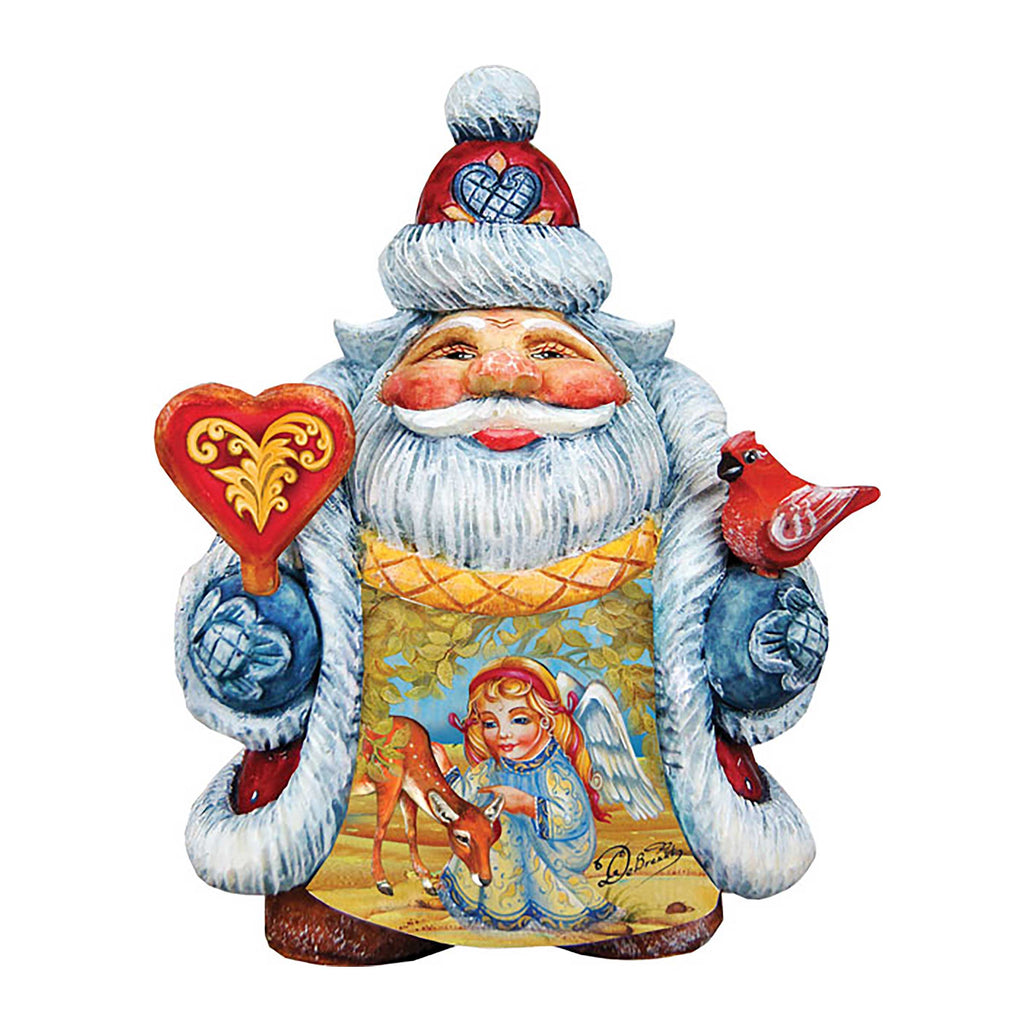 Santa with Angel and Deer Handcrafted Christmas Figurine - G. DeBrekht - Christmas Santa Snowman Decor - 533413