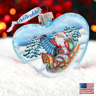 Accordion Santa Glass Ornament by G. Debrekht - Christmas Santa and Snowman Decor - 753-007
