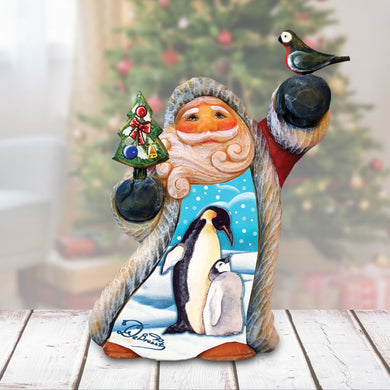 Penguin Love Tiny Tale Santa Handcrafted Christmas Figurine - G. DeBrekht - Christmas Santa Snowman Decor - 561623