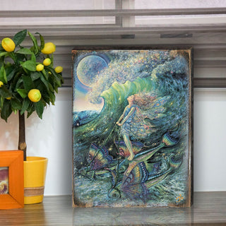 Surfers Dream Fantasy Wooden Wall Art by Josephine Wall - Fantasy Decor - 852152-JW