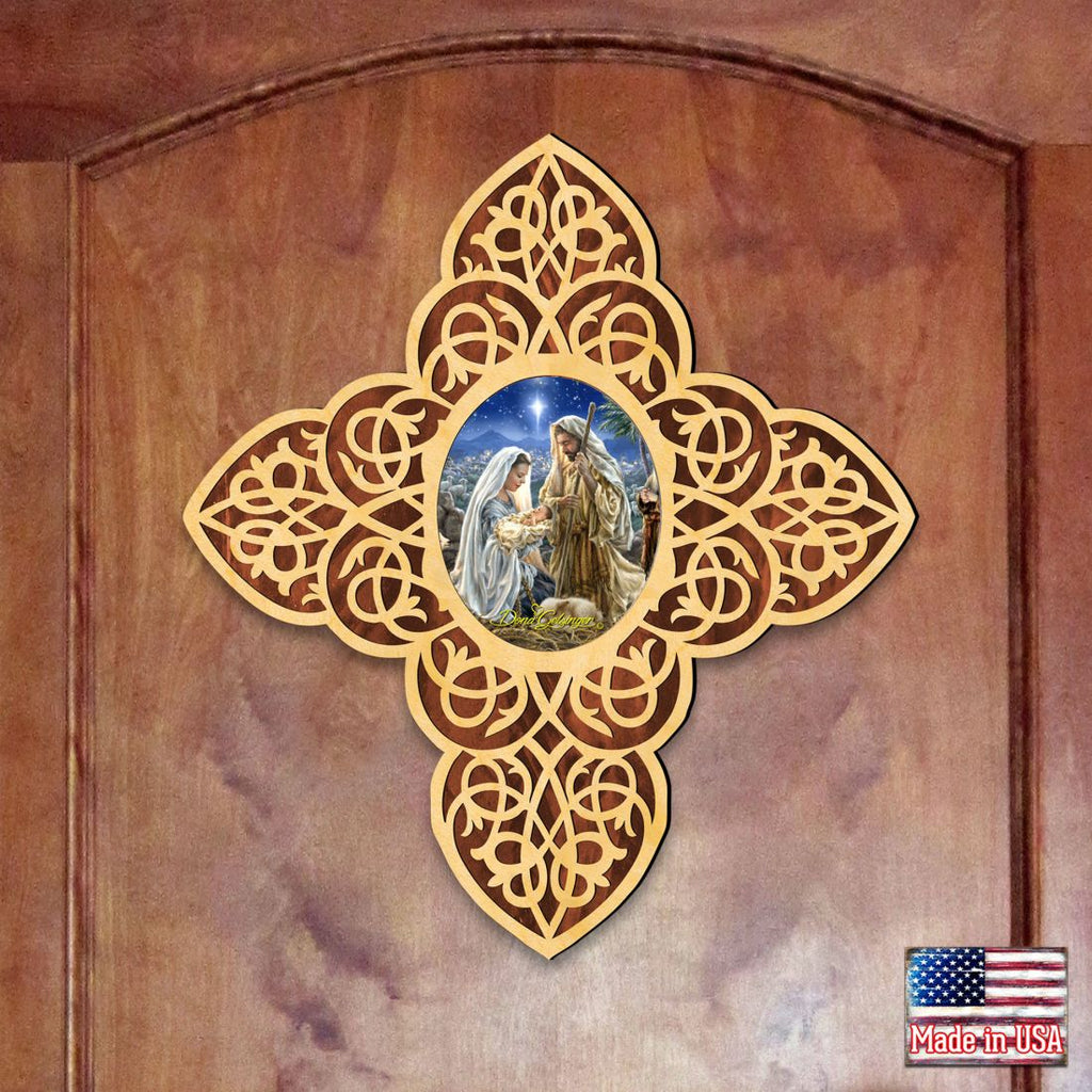 Holy Family Filigree Wooden Cross by D. Gelsinger - Inspirational Icon Decor - 88483-DG