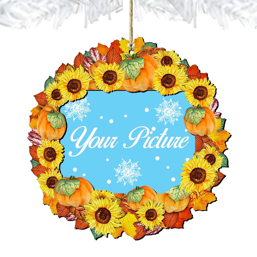 Flower Fall Thanksgiving Wreath Picture Ornaments - Ornament for Photo - Thanksgiving Halloween Decor - 8185305PF