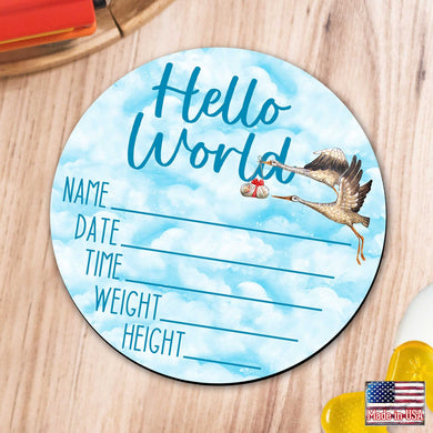 Hello World New Baby Sign - Birth Announcement - Birth Stats Sign - New Mom Gift 961047