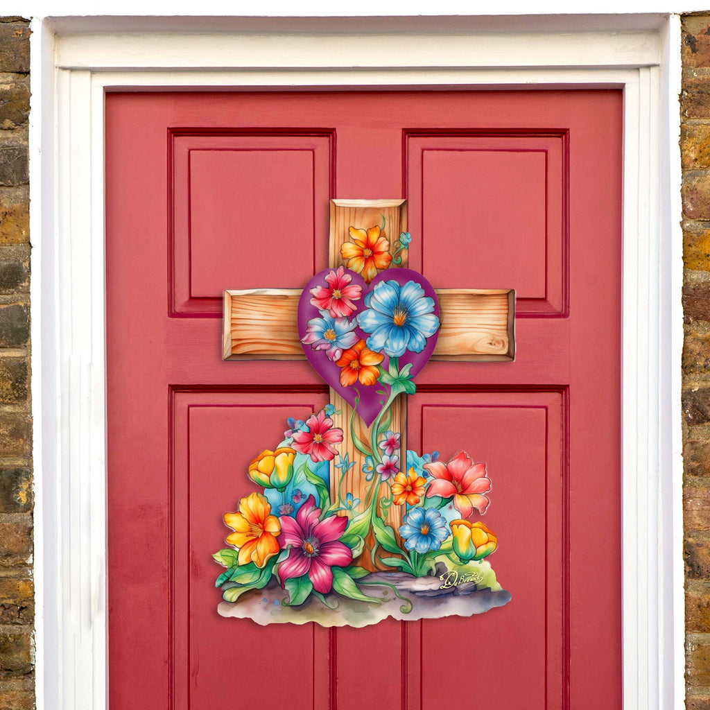 Easter Floral Cross Holiday Door Decor by G. Debrekht - Easter Spring Decor - 8688166H