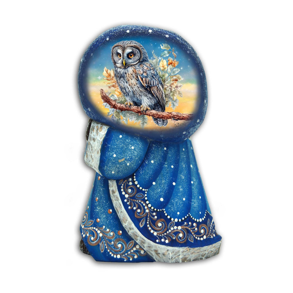 Wise Owl Santa with Bag Hand-Painted WOODCARVED Masterpiece by G. DeBrekht - Christmas Decor - 8215563