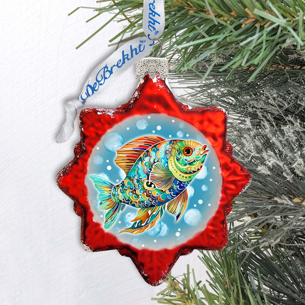 Coastal Decorations - Colorful Fish Keepsake Glass Ornaments by G. Debrekht - Christmas Decor - 777409