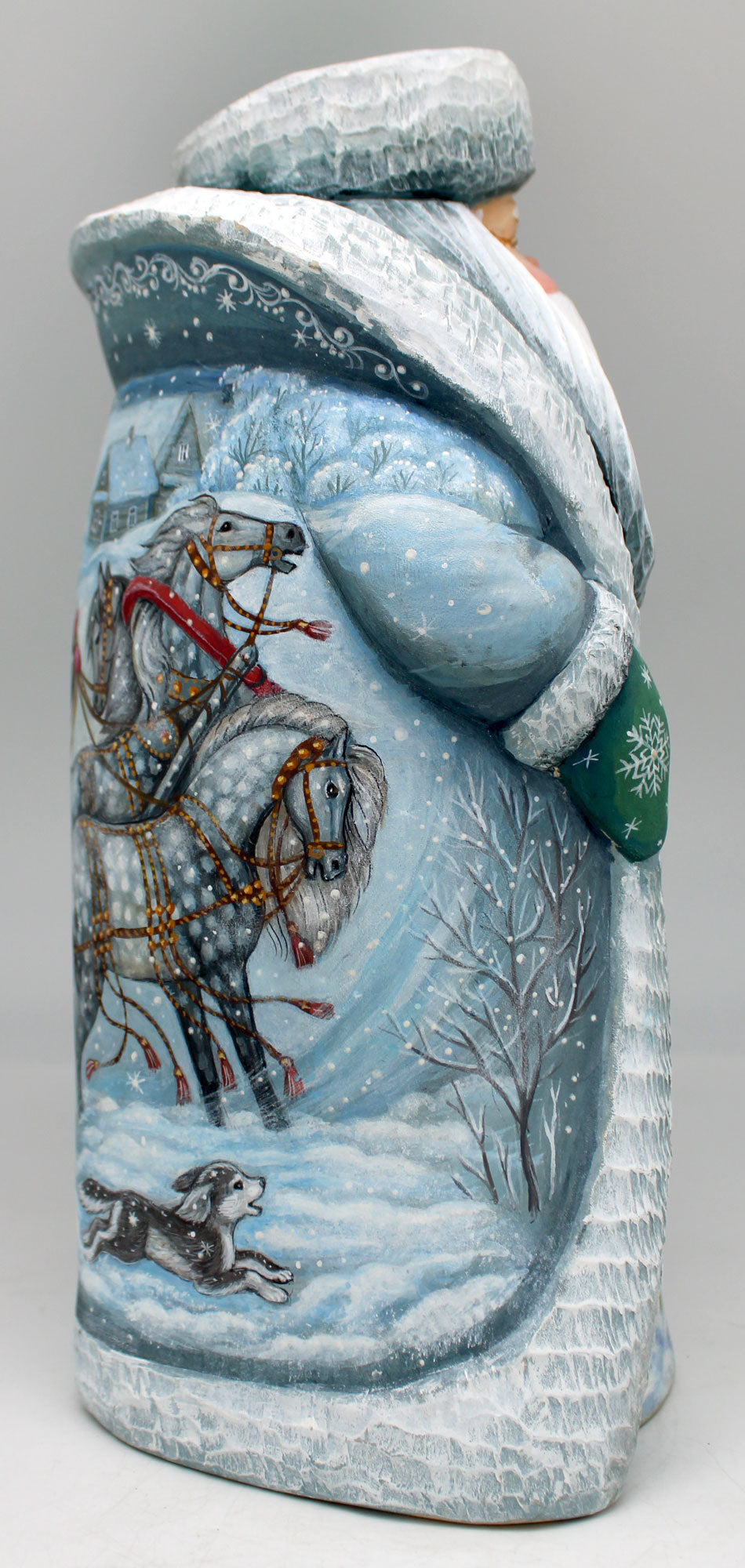 One-of-a-Kind Winter Play Santa Hand-Painted WOODCARVED Handpainted Figurine 12.5