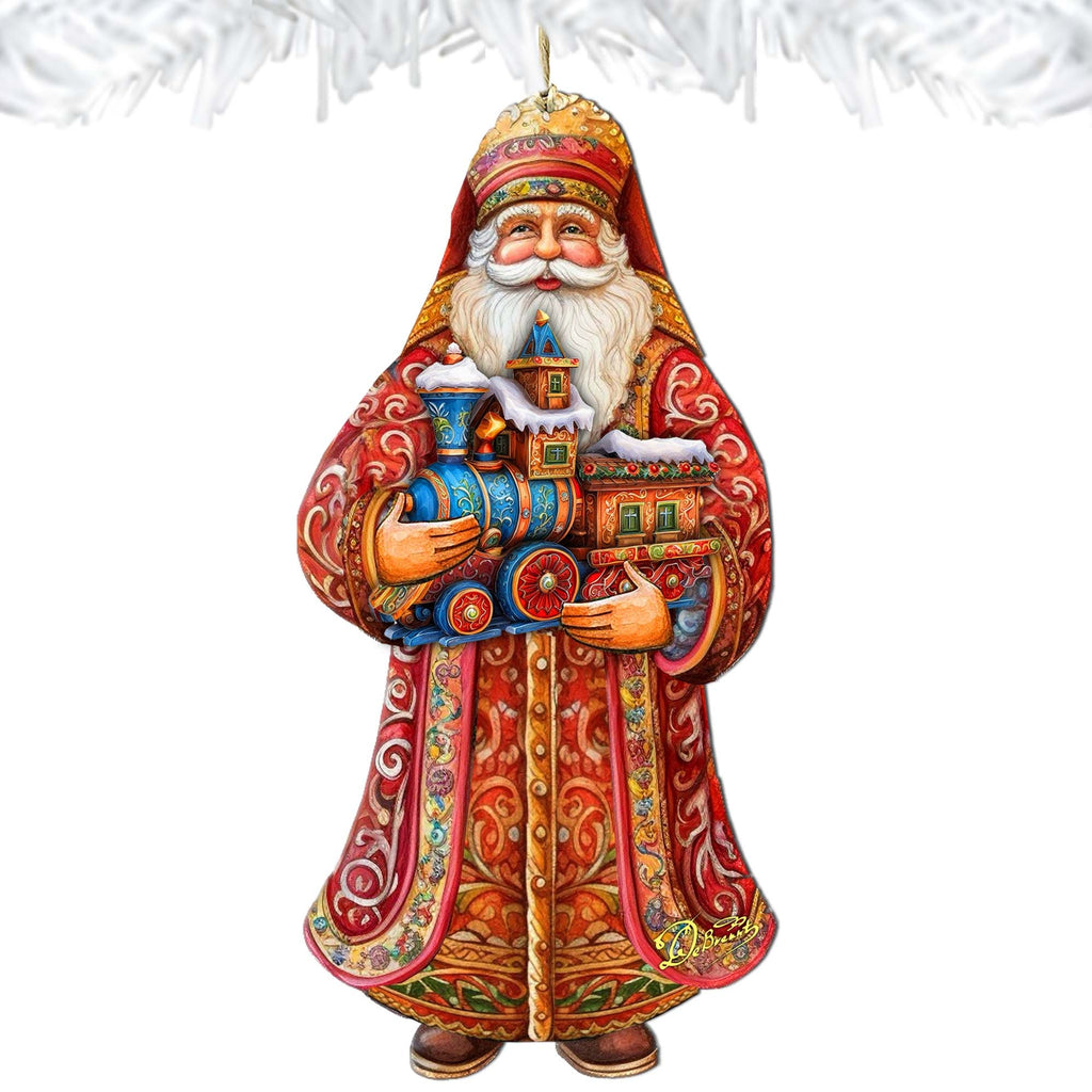 Santa's Miniature Holiday Express Wooden Ornaments by G. Debrekht - Christmas Santa Snowman Decor - 8691417