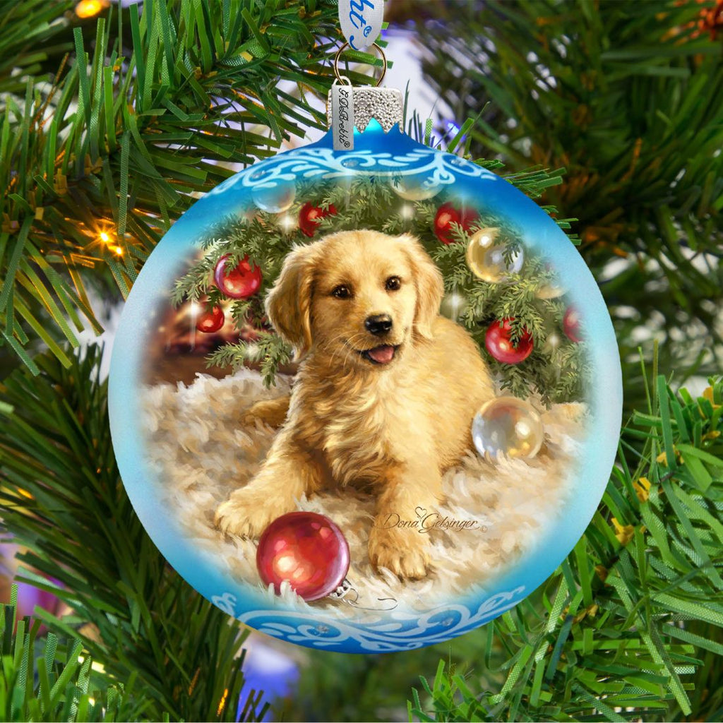 Christmas Puppy Glass Ornament by D. Gelsinger - Christmas Decor - 71104-1609