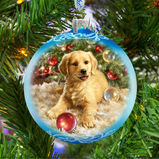 Christmas Puppy Glass Ornament by D. Gelsinger - Christmas Decor - 71104-1609