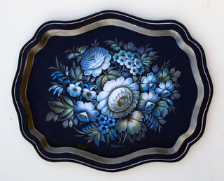 One-of-a-Kind Authentic Zhostovo Metal Tray Hand-Painted by Tatiana Sholokhova 18 x 15 Functional Kitchenware Table and Unique Wall Decor