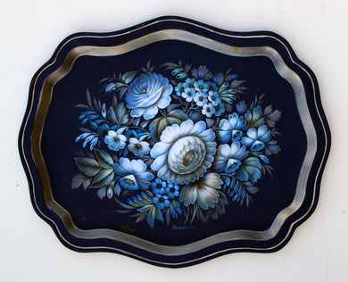 One-of-a-Kind Authentic Zhostovo Metal Tray Hand-Painted by Tatiana Sholokhova 18 x 15 Functional Kitchenware Table and Unique Wall Decor