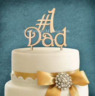 Cake Topper #1 DAD - Wooden Unpainted - Family Gift - Celebration Party decoration - Cake Topper for Dad.