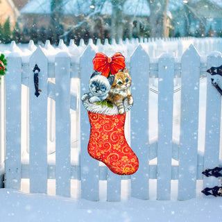 Kitty Cats Christmas Stocking Christmas Door Decor by G. DeBrekht - Christmas Santa Snowman Decor - 8114021H