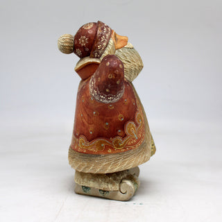 One-of-a-Kind Santa on Skis WOODCARVED Figurine 6.5x3.5x5 by GDeBrekht - Unique Handcrafted and Hand-Painted Collectible