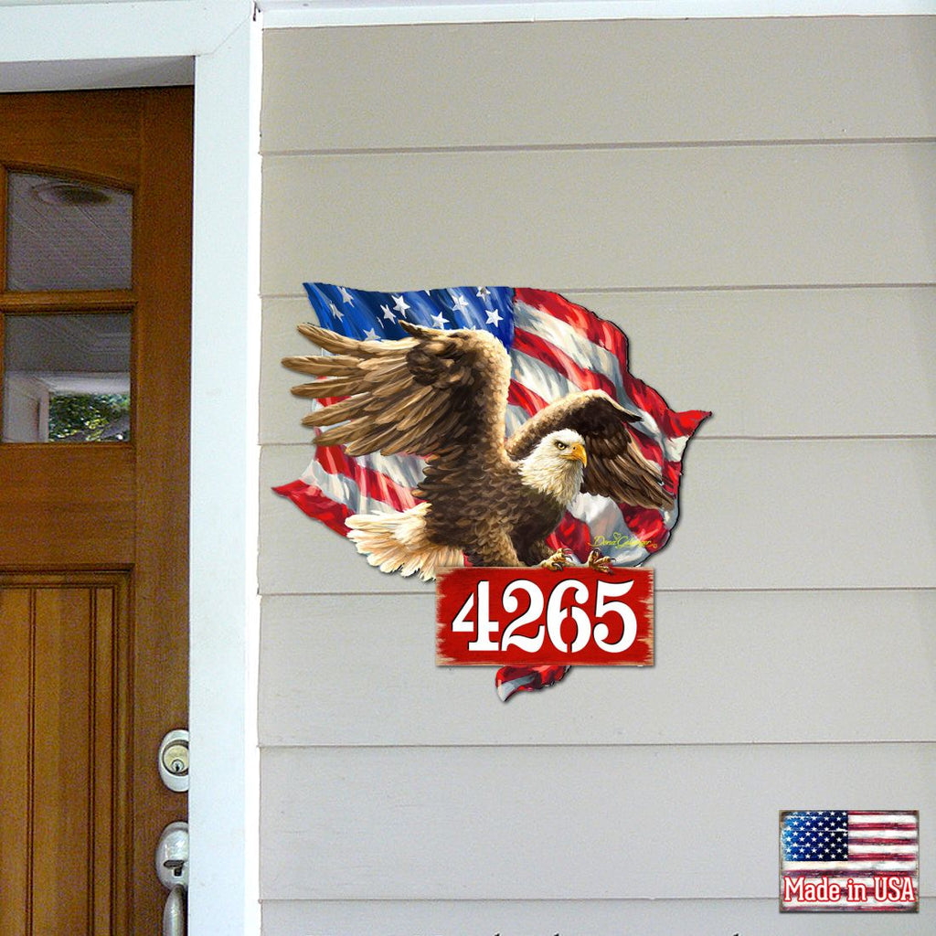 American Flag Eagle Patriotic Personalized House Number by Gelsinger - American Patriotic Decor - Address Sign - MA8461052-1432