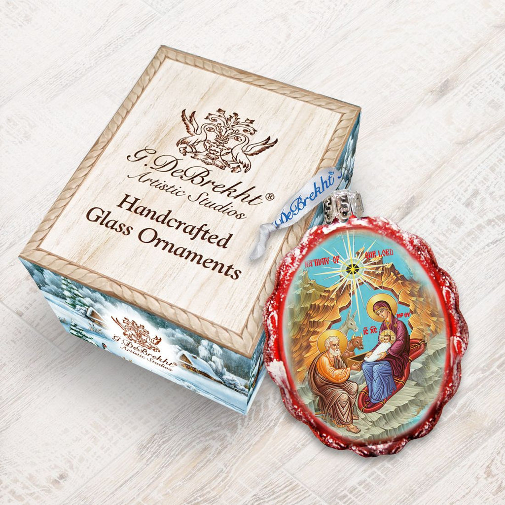 Orthodox Nativity Mercury Glass Ornament by G. DeBrekht - Nativity Holiday Decor - 772052