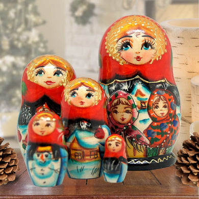 The Best Friends Matreshka Nesting Hand-Painted Dolls Set of 5 by G. DeBrekht - Christmas Decor - 140071