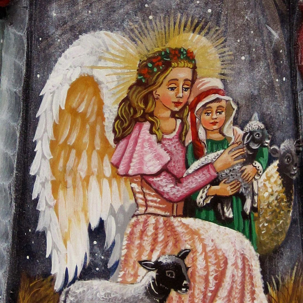 Blessing Kingdom Angel Santa Hand-Painted WOODCARVED Figurine by G. DeBrekht - Nativity Holiday Decor - 821623