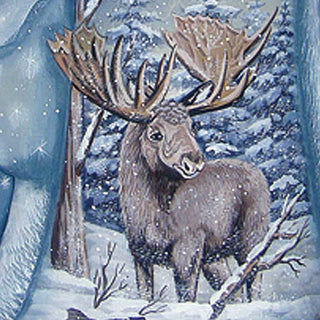 Wild Elk Family Santa Hand-Painted WOODCARVED Masterpiece by G. DeBrekht - Wildlife Holiday Decor - 2821453 *** PRE-ORDER - Handmade Just for You! ***