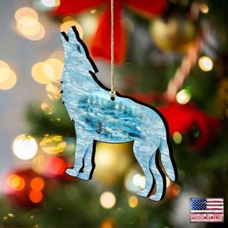 Winter Wolves Christmas Wooden Ornaments by G. DeBrekht - Wildlife Holiday Decor - 8198227