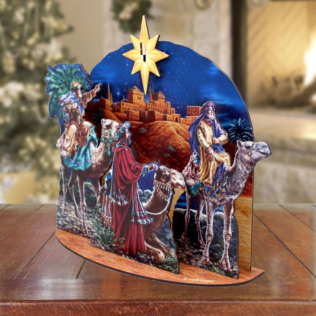 Three Kings Journey Decorative Village Eco Wood Set by D. Gelsinger - Nativity Holiday Decor - 852768