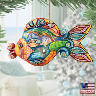 Paradise Fish Christmas Wooden Ornaments by G. DeBrekht - Coastal Holiday Decor - 8126161