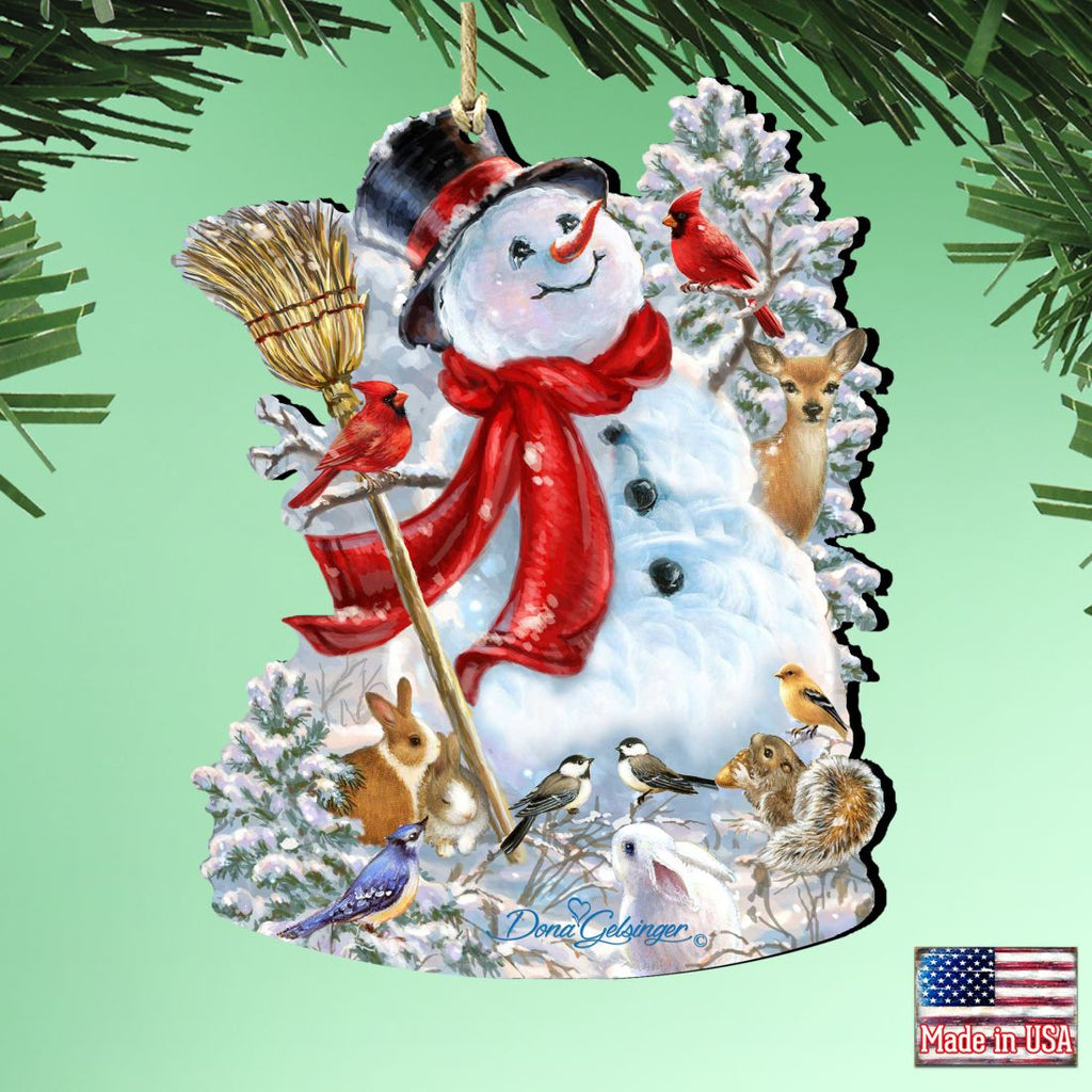 Old Worlds Snowman Wooden Ornaments by Gelsinger - Christmas Santa Snowman Decor - 8161026-1624