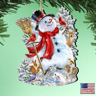 Old Worlds Snowman Wooden Ornaments by Gelsinger - Christmas Santa Snowman Decor - 8161026-1624