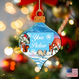 Forest Friends Christmas Picture Frame Ornaments - Ornament for Photo - Christmas Santa Snowman Decor - 8112182-4PF