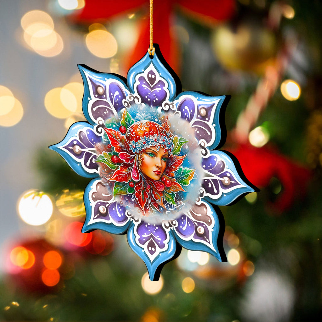 Frosty Fairy Snowflake Large Wooden Ornaments by G. Debrekht - Christmas Decor - 8688403M