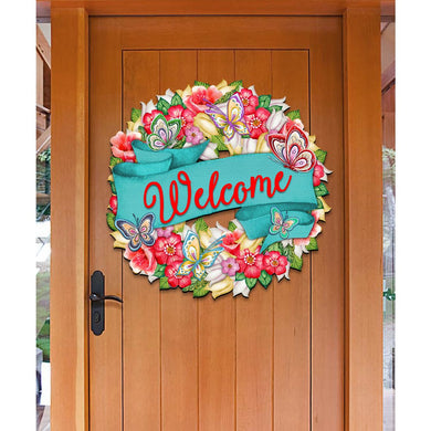 Welcome Flowers Summer Holiday Door Wreath by G. DeBrekht - Easter Spring Decor - 8185303-3H